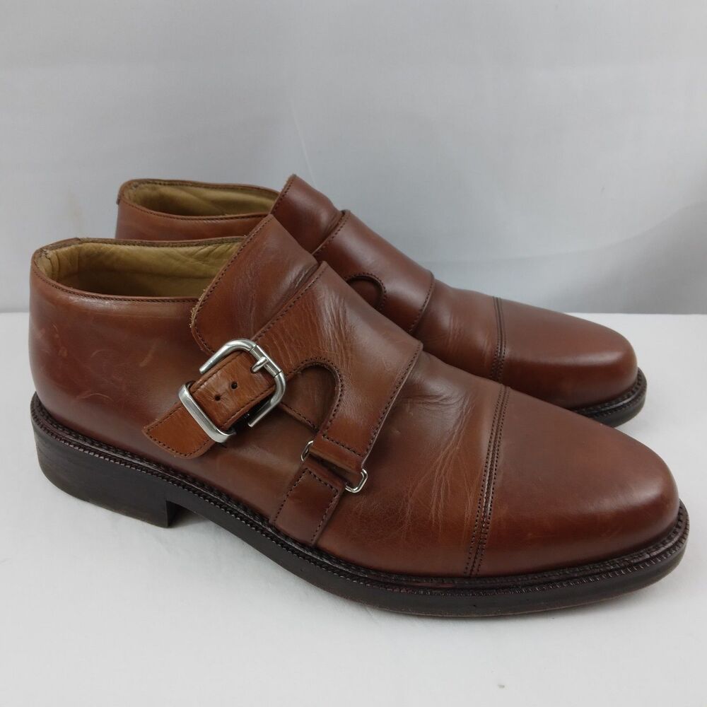 Cable & Co Monkstrap Brown Leather Oxfords Shoes Made In Italy Men's size 8.5